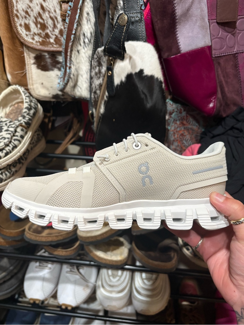 On Cloudnova Athletic Sneakers in Beige and White - Picture 3 of 7